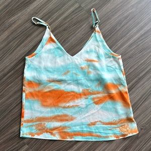 Multicolor Blue Orange White Tank with Adjustable Straps